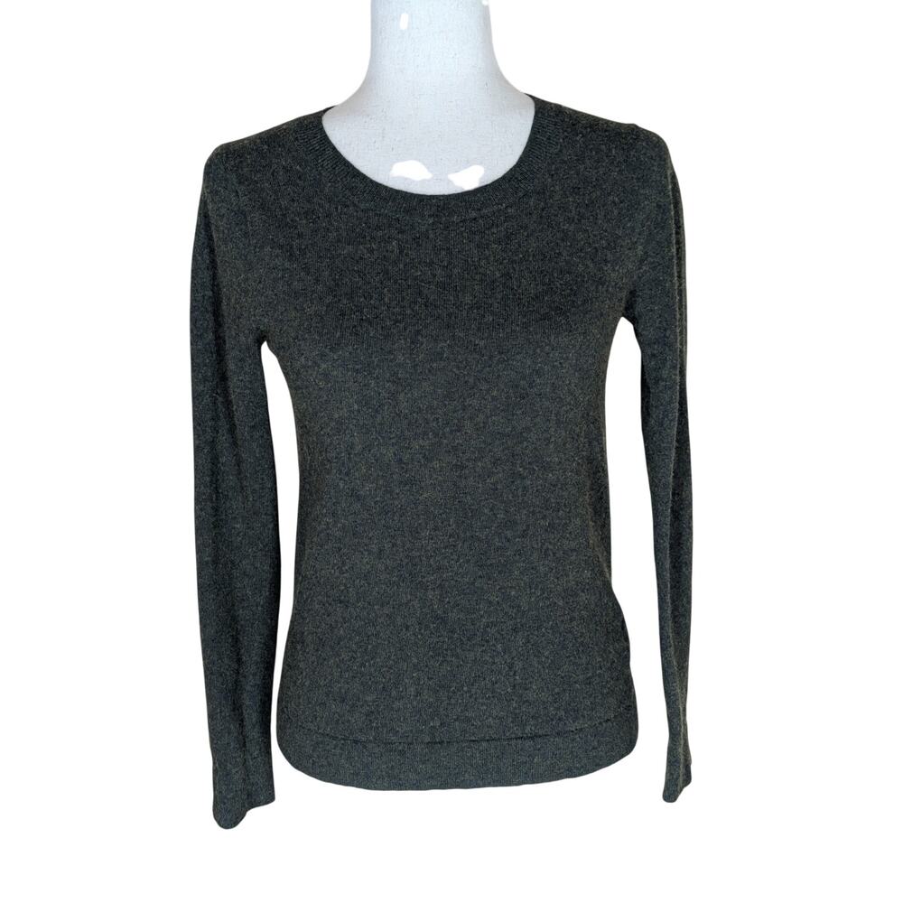 J.CREW Sweater Women XS Olive Green Heather Teddie Pullover Cotton Merino Wool